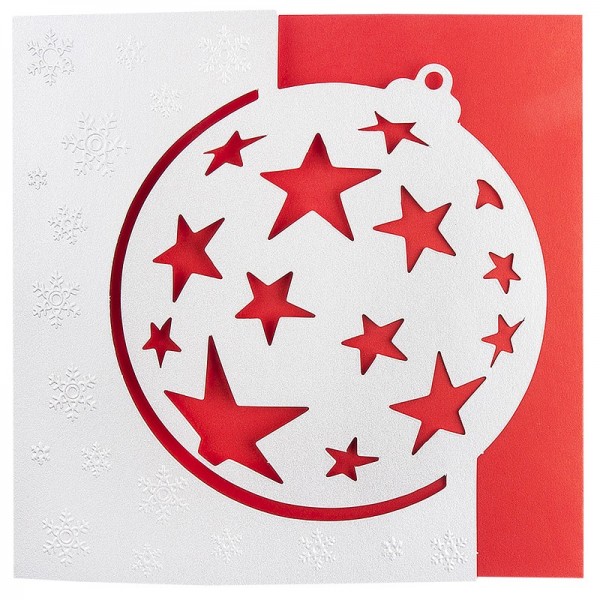 Deluxe-Grußkarten "Weihnachtskugel 1", 16cm x 16cm, 10 Stück, inkl. Einleger & Umschläge