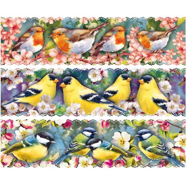 Zauberfolien "Vögel auf Zweigen", Schrumpffolien für Ø9cm, 8,5 cm hoch, 6 Stück