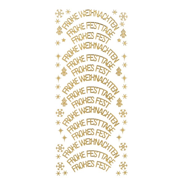 Sticker, Wünsche/Weihnachten, Perlmuttfolie, gold
