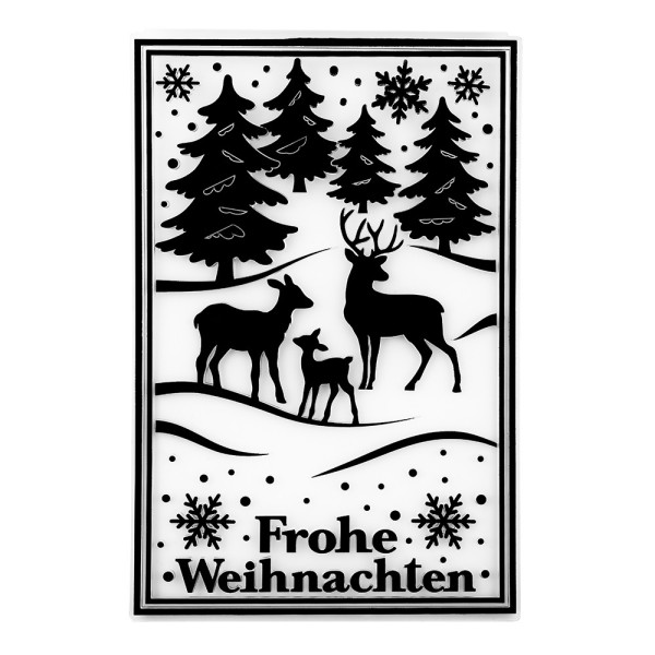 Prägeschablone, Frohe Weihnachten & Winterwald, 14,5cm x 9,5cm