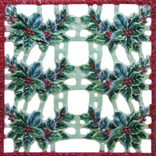 Wachsornament-Platte Ilex, farbig