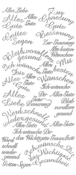 Sticker, Schrift, Wünsche, Perlmuttfolie, silber