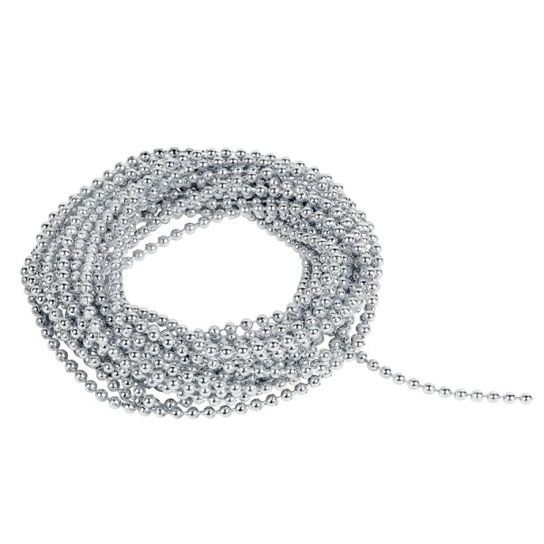 Perlen-Band, 5m lang, Perlen: Ø 3mm, silber