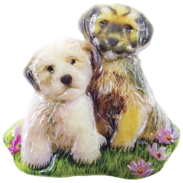 Wachsornament Hunde 7, farbig, geprägt, 7cm