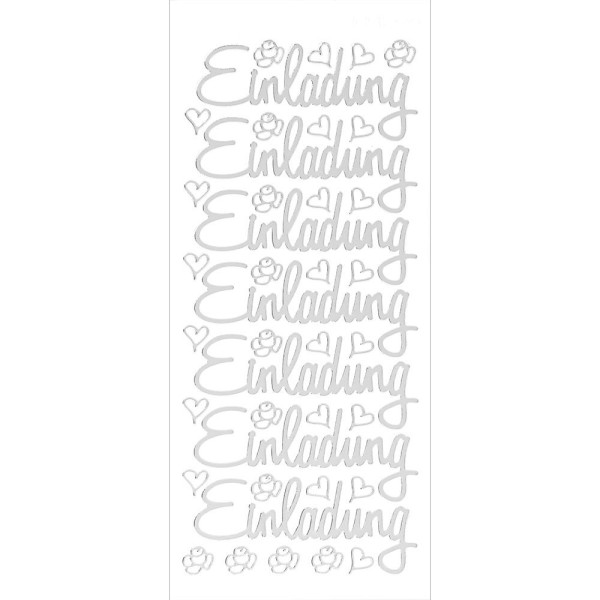 Sticker, Einladung, Spiegelfolie silber