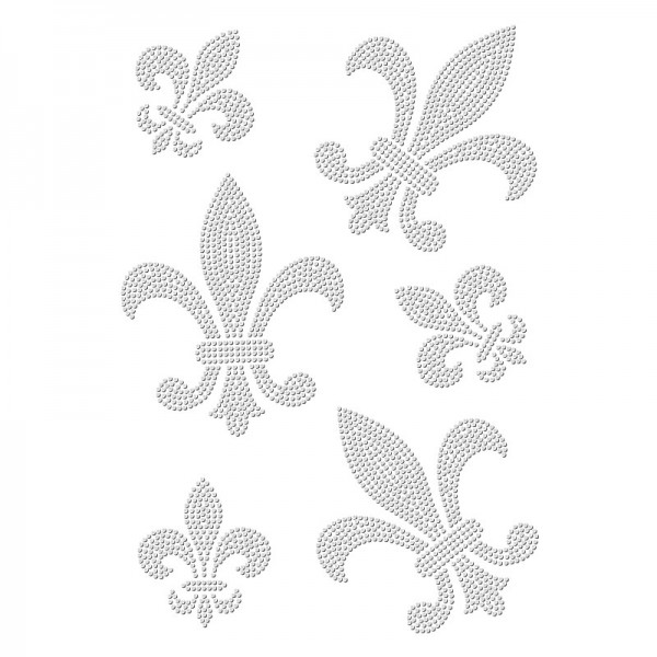 Bügelstrass-Design, DIN A4, einfarbig, klar, Französische Lilien