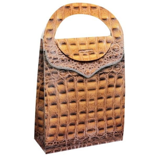 Geschenktasche Lederoptik, 4,5 x 11,5 x 20 cm, braun