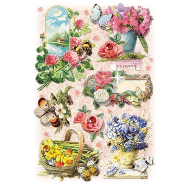 3-D Stickerbogen, Gartenblumen 6, 12,7 x 18,8 cm
