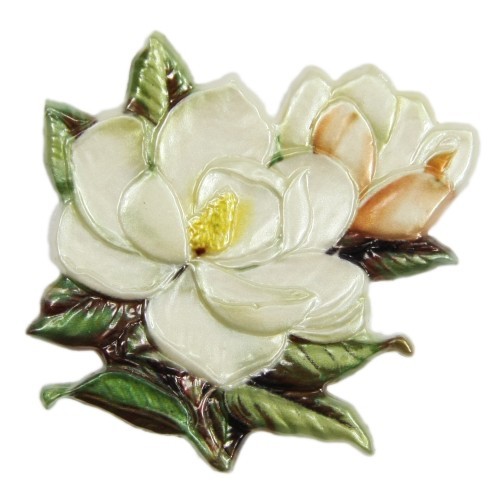 Wachsornament, Pfingstrose, farbig, geprägt, 7x7cm