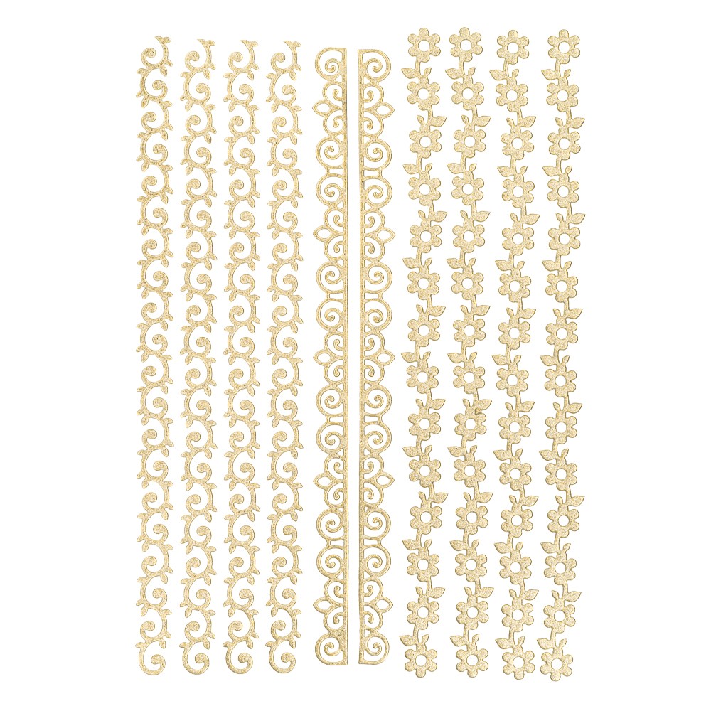 3-D Sticker Deluxe, Florale Bordüren 2, 21cm x 30cm, gold