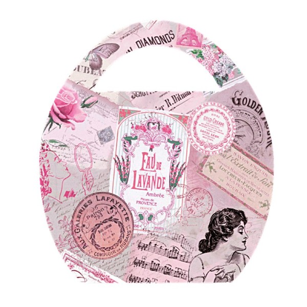 Deko-Bild "Ei-Tasche Vintage", mit Griff, 20x23cm, rosa, 2 Stück