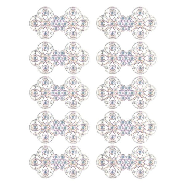 Kristallkunst-Schmucksteine, Ornament, 2,9cm x 5,3cm, transparent, klar, irisierend, 10 Stück