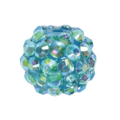 Kristall-Perlen, Ø14 mm, 10 Stück, türkis-irisierend