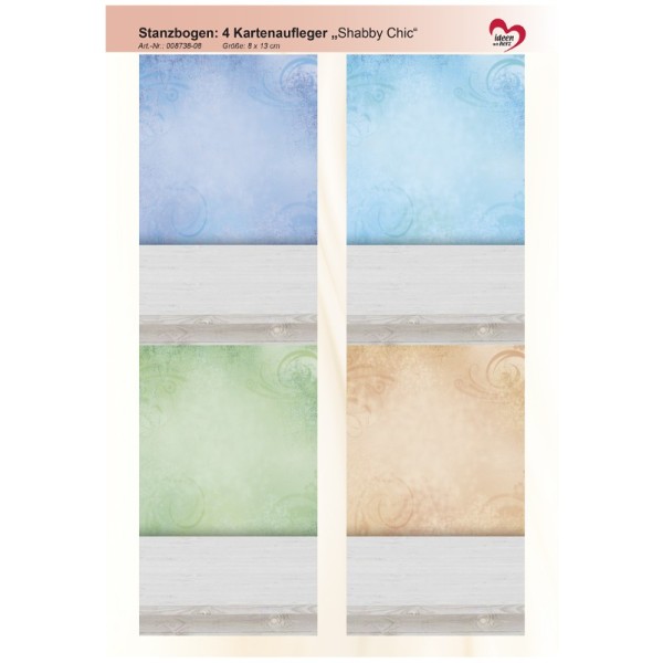 Stanzbogen, 4 Kartenaufleger "Shabby Chic", DIN A4, Design 8