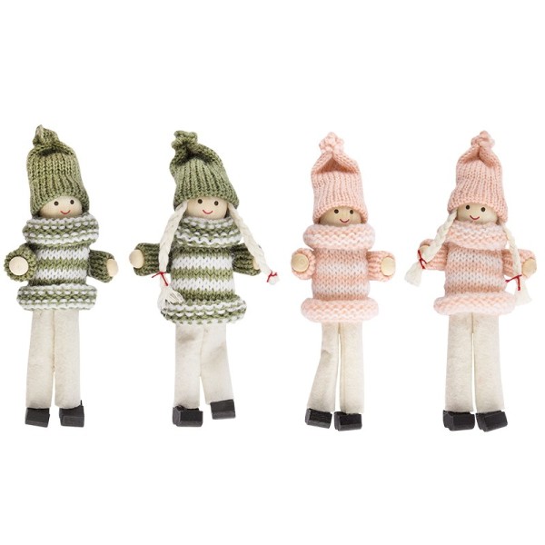 Winter-Püppchen, Merle & Henry, 13cm hoch, 4 Stück