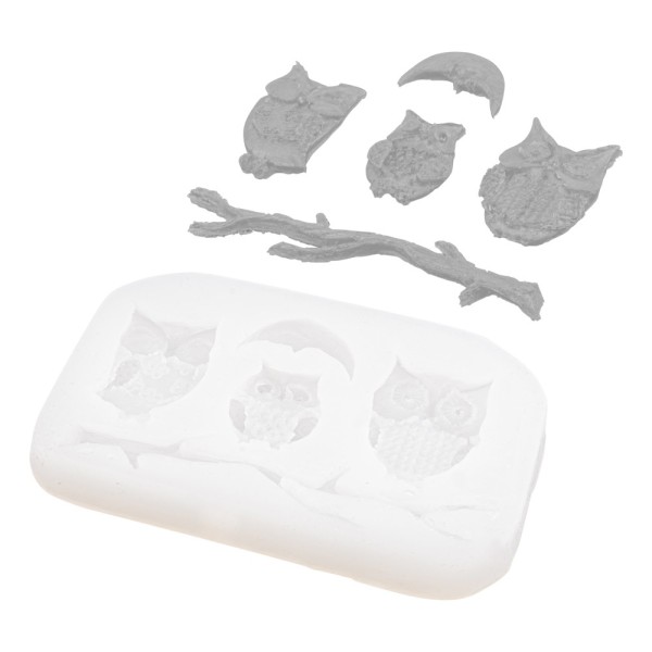 Silikonform Eulen, 10cm x 1cm x 6,8cm, 5 Designs