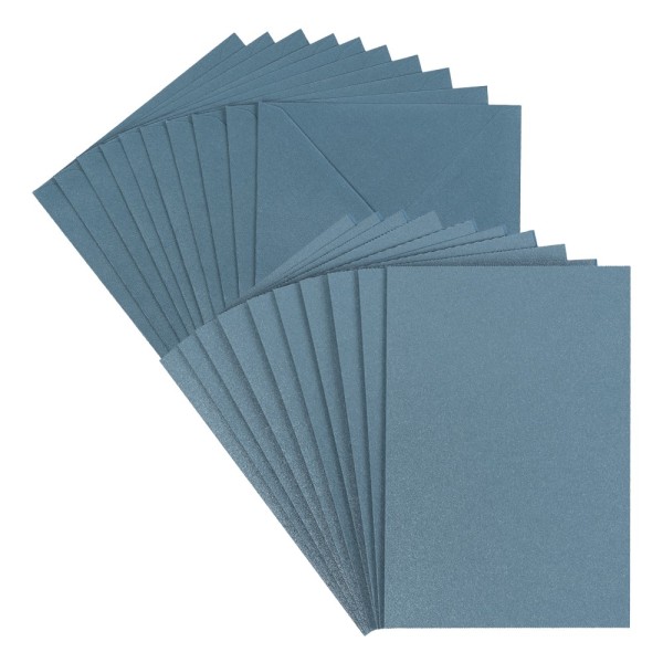 Grußkarten, Perlmutt, taubenblau, 11,5cm x 16,5cm, 250 g/m², inkl. Umschläge, 10 Stück