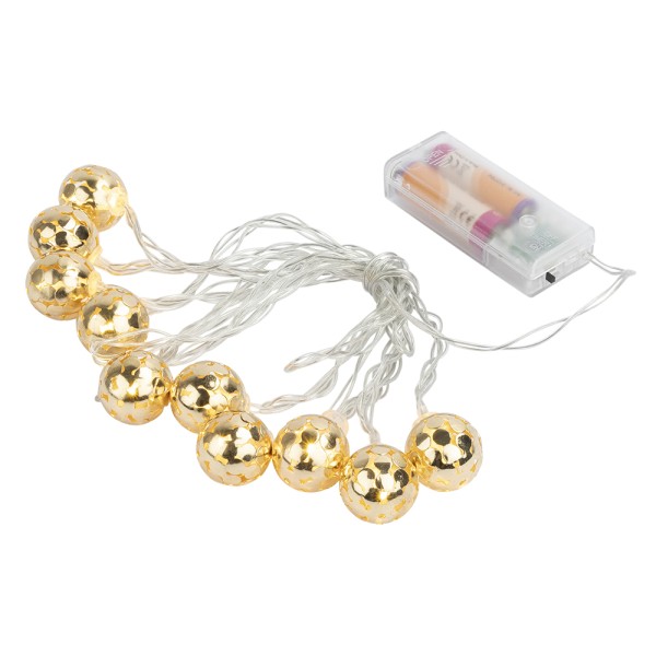 LED-Lichterkette, Ornament-Kugel 2, hellgold, 10 LEDs in Warmweiß, Timer