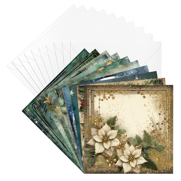 Motiv-Grußkarten, Winter/Weihnachten, 10 Designs, 16cm x 16cm, inkl. Umschläge, 20-teilig