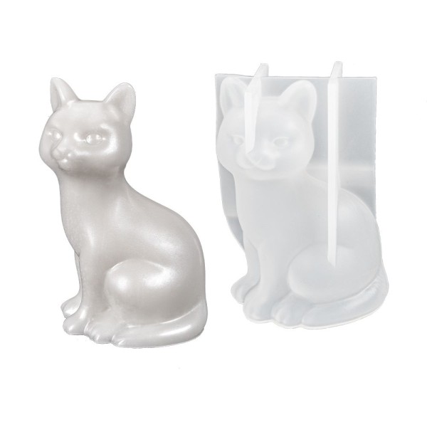 Silikonform, Katze 1, 6,9cm x 5,8cm x 10,9cm, transluzent, lebensmittelecht