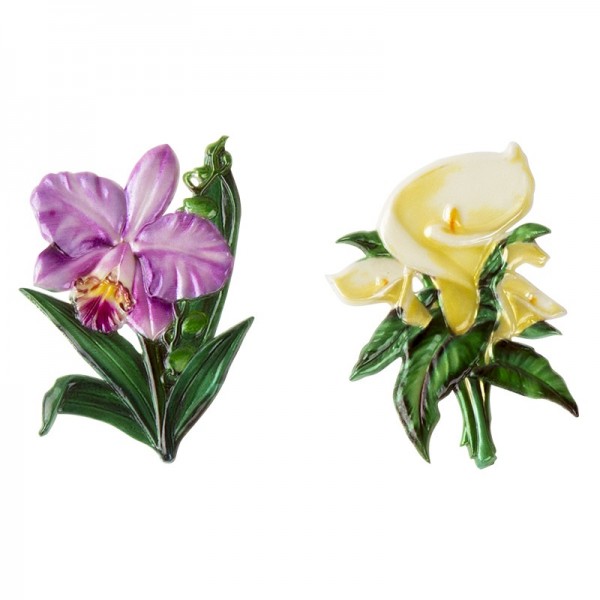 Wachsornamente, Calla & Orchidee, 2 Stück