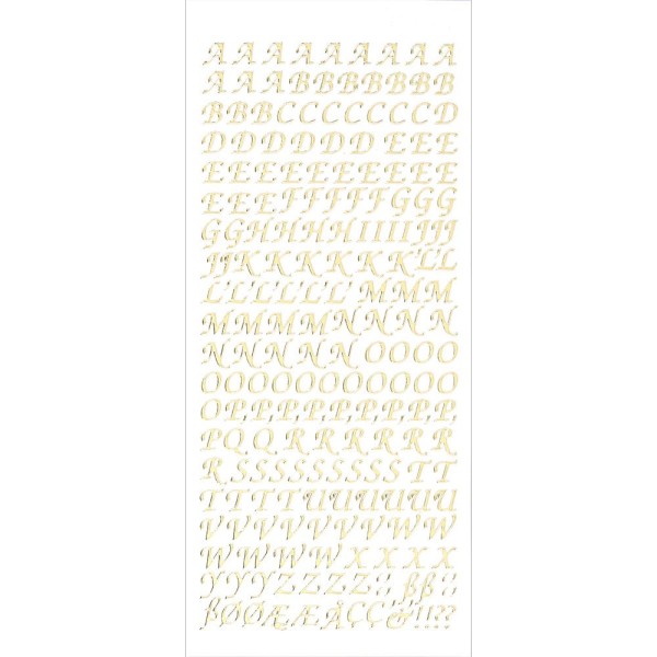 Sticker, Alphabet 1 Großbuchstaben, Spiegelfolie gold