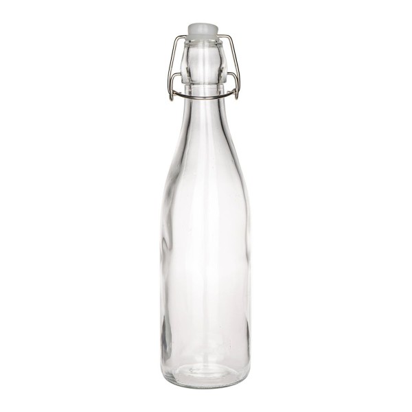 Glasflasche, rund, mit Bügelverschluss, Ø 7cm, 27,3cm hoch, Füllmenge: 520ml