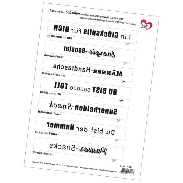 Bastelbogen Schriften, DIN A4