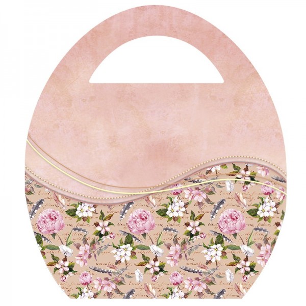 Deko-Bild "Ei-Tasche mit Schwung", mit Griff, 20x23cm, lachs, 2 Stück