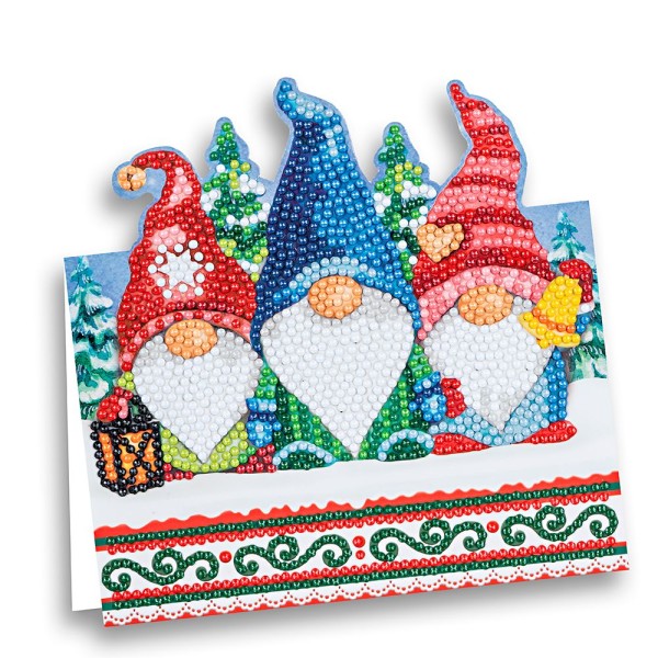 Diamond-Painting-Aufstellkarte, Wichtelfamilie, 16,3cm x 16cm, inkl. Umschlag & Werkzeug