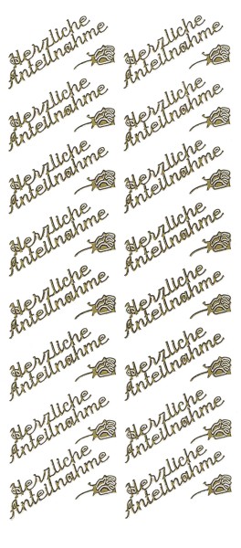 Sticker, Schrift, Herzliche Anteilnahme, gold