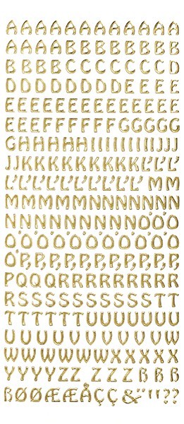 Sticker, Schrift, ABC Großbuchstaben, gold