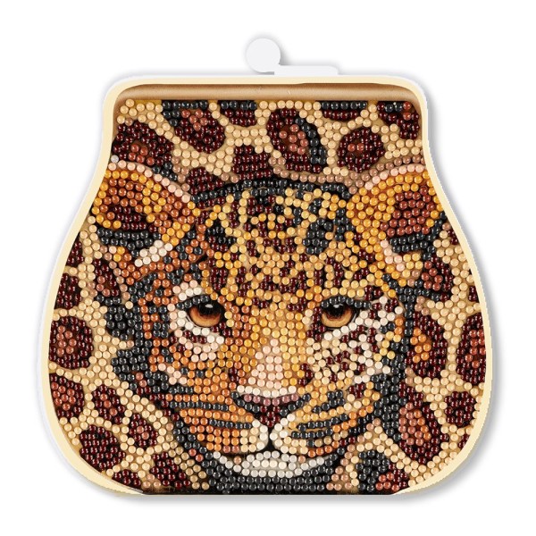 Diamond-Painting-Grußkarte Portemonnaie, Leopard, inkl. Einleger & Umschlag