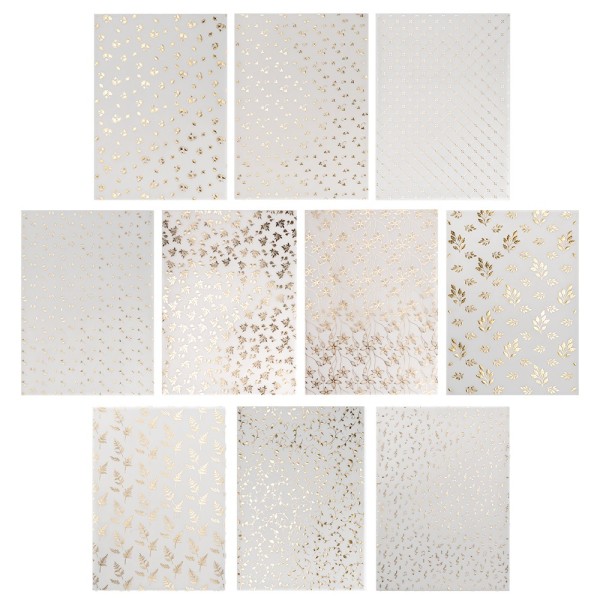 Transparentpapier, Sortierung 2, mit Goldfolienveredelung, DIN A4, 10 Designs, weiß, 20 Bogen