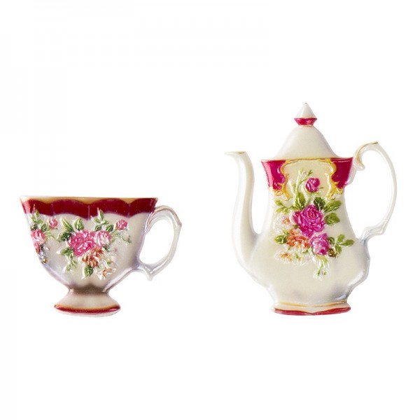 Wachsornamente, Tasse & Kanne 3, Kaffee/Tee, 2 Stück