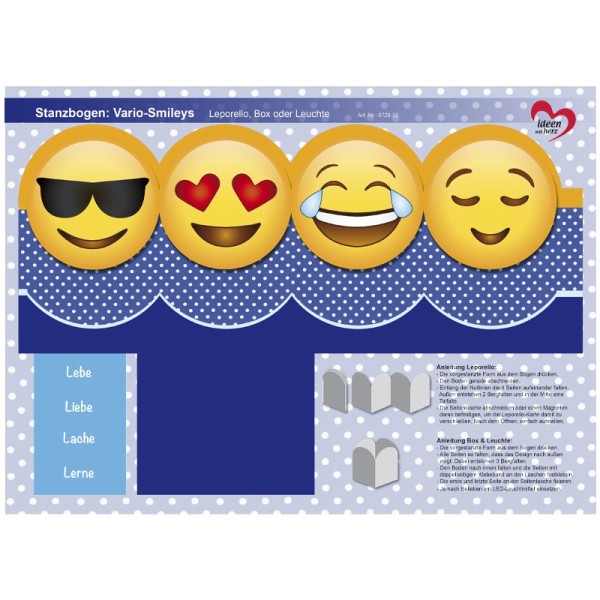 Stanzbogen, Vario-Smileys, DIN A4, Design 5