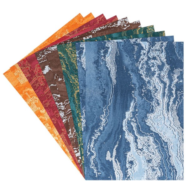 3-D Design-Papiere, Marmor-Effekt, DIN A4, 2x 5 Farben, 10 Bogen