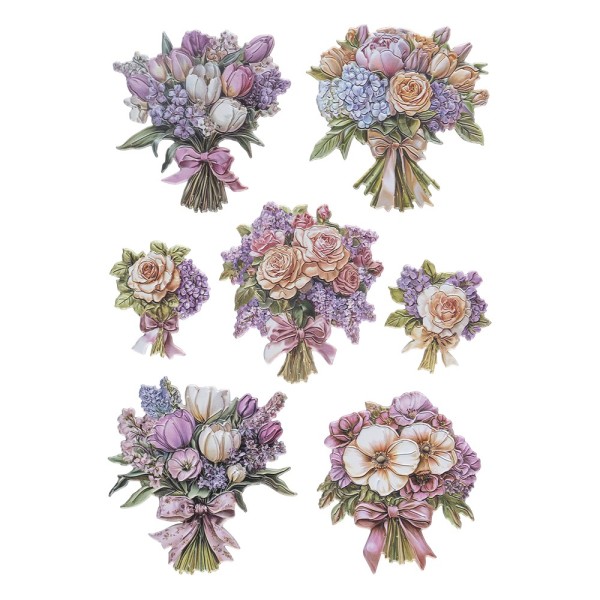 3-D Relief-Sticker, Blumensträuße 5, verschiedene Größen, selbstklebend