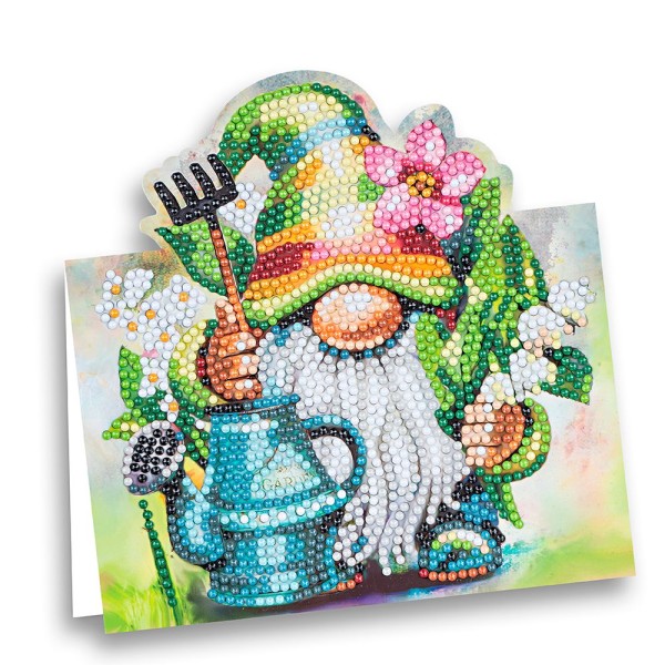 Diamond-Painting-Aufstellkarte, Garten-Wichtel, 16,3cm x 16cm, inkl. Zubehör