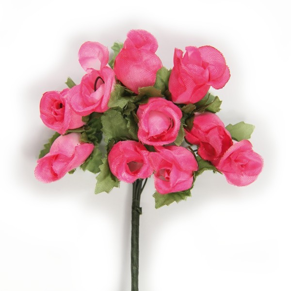 Deko-Rosen, pink/weiß, 10er Set