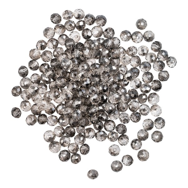 Perlen, rund, Ø 4mm, facettiert, zweifarbig, klar, helltaupe, 180 Stück