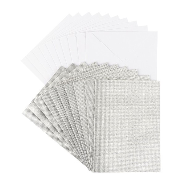 Grußkarten Glitzer-Leinen, C6, silber, inkl. Umschläge, 10 Stück