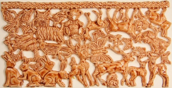 Wachsornament-Platte Tiere, ca. 16 x 8 cm, braun