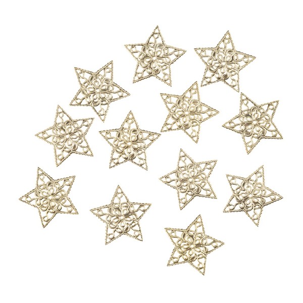 Metall-Ornamente, Design 47, Ø 3,5cm, hellgold, 12 Stück
