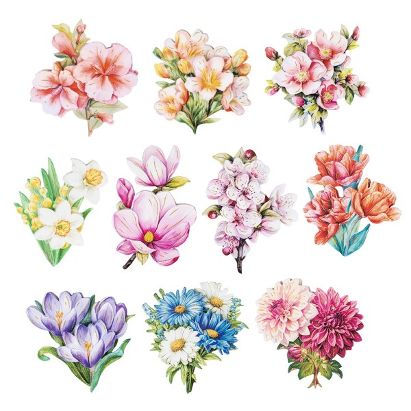 3-D Motive, Frühlingsblumen 2, 7-11cm, 10 Motive