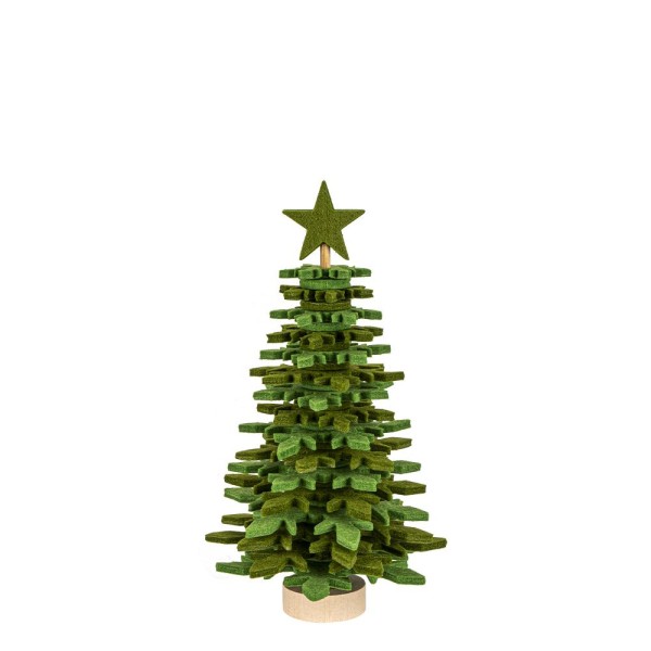 Filz-Tannenbaum zum Zusammenbauen, grün, Ø 12,5cm, 21,5cm hoch, 34-teilig