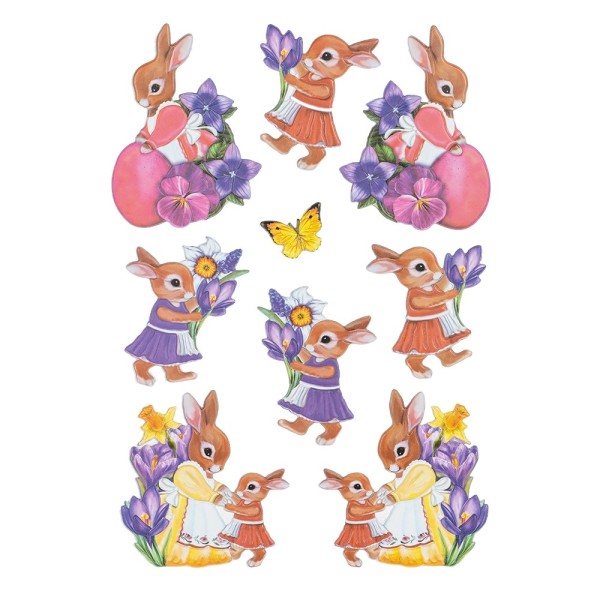 3-D Relief-Sticker, Hasenfamilie 1, verschiedene Größen, selbstklebend