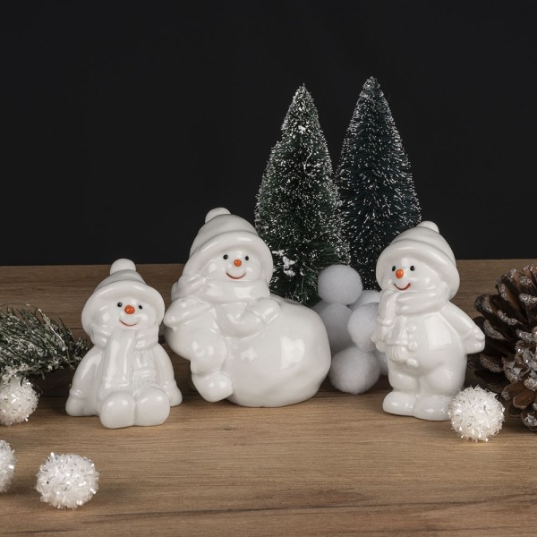 TrendLine Weihnachtskugel Aus Glas Schneemann 11 X 6,3 Cm Weiß-rot Von