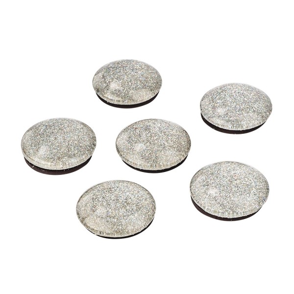 3-D Magnete, silber diamantiert, Ø 2,5cm, 8,5mm hoch, 6 Stück