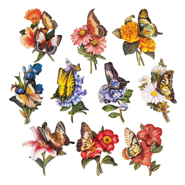 3-D Motive, Schmetterlinge & Blüten 2, 6-11cm, 10 Motive